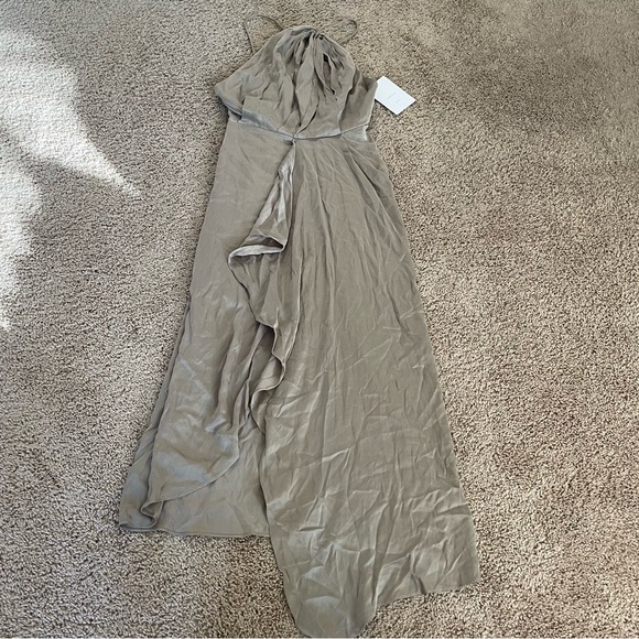 Significant Other Athena Draped Asymmetrical Dress Taupe Size US 4 NWT - Picture 3 of 11